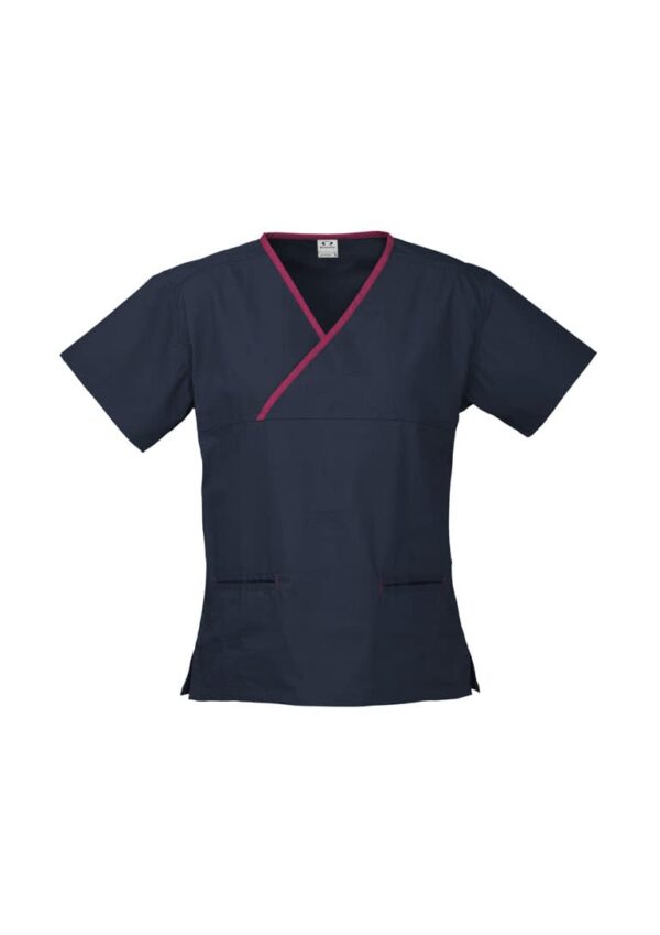 Classic Womens Contrast Crossover Scrub Top - Image 3