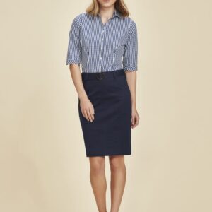 Womens Mid Waist Stretch Chino Skirt