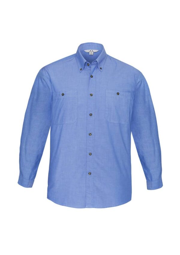Mens Chambray Long Sleeve Shirt - Image 2