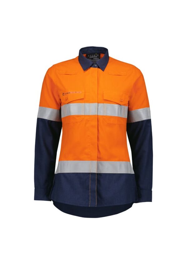 Womens Orange Flame Lightweight Ripstop Taped Shirt - Image 2