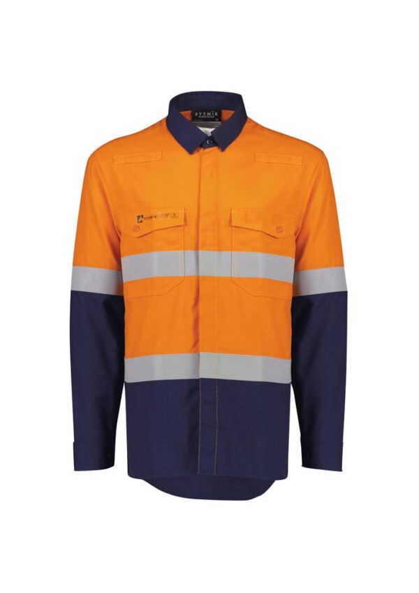 Mens Orange Flame Lightweight Ripstop Spliced Shirt - Hoop Taped - Image 2