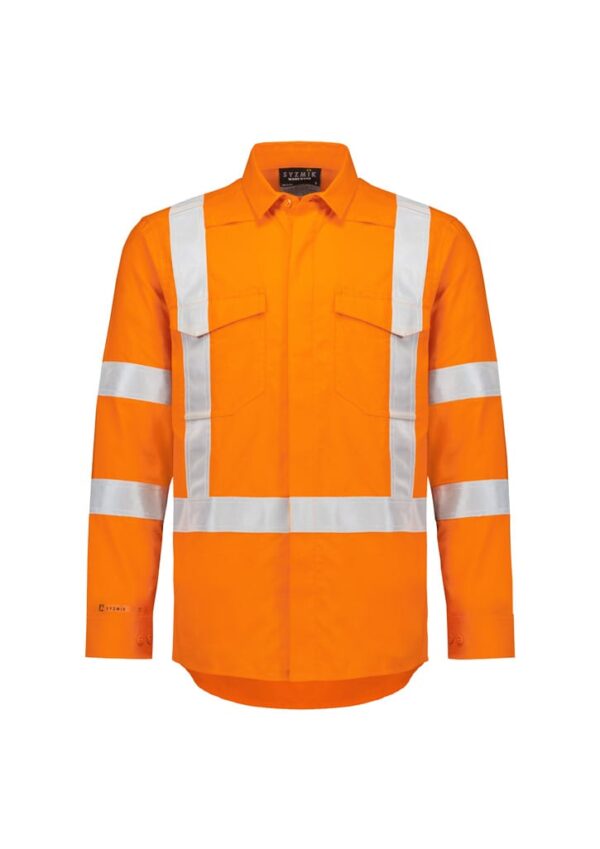 Mens Orange Flame Lightweight Ripstop X Back Taped Shirt - Image 2