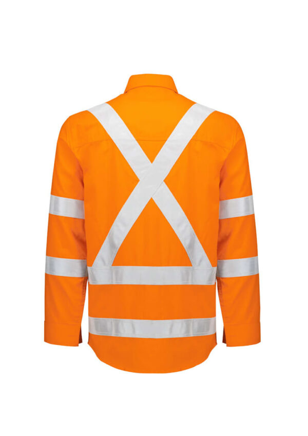 Mens Orange Flame Lightweight Ripstop X Back Taped Shirt - Image 3