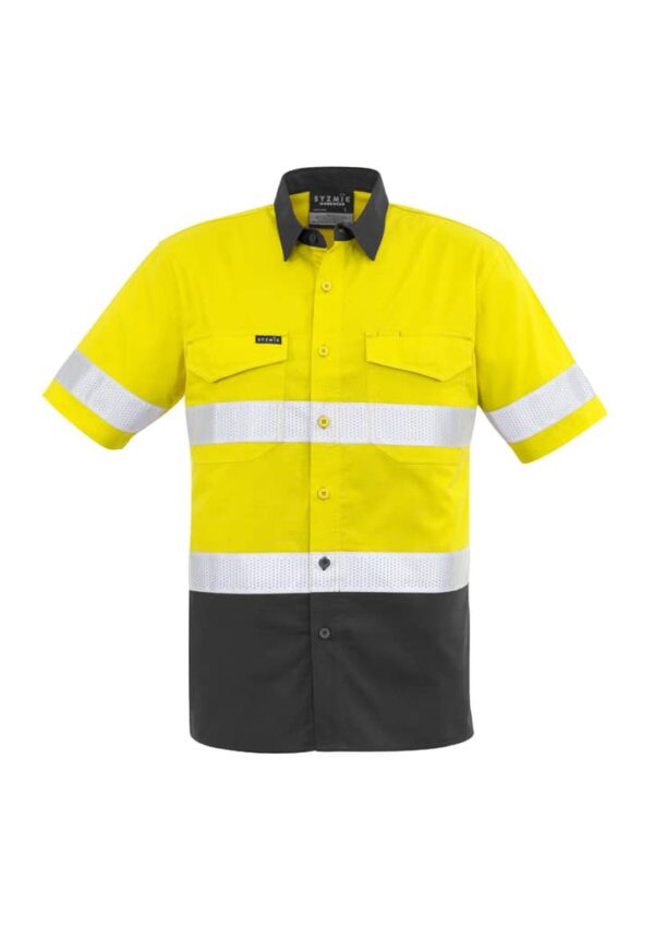 Mens Rugged Cooling Hi Vis Taped Short Sleeve Shirt - Image 6
