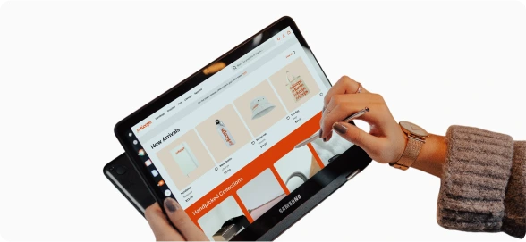 Tablet view with orders being created