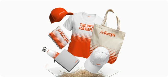 Various branded merch items
